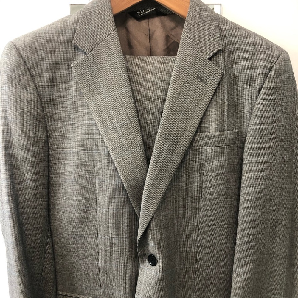 Jos A Bank wool grey suit 41L -42R 34x32